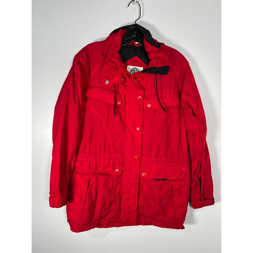 Vintage 90s R&R Red Solid Nylon Hooded Parka Jacket Utility Gorpcore Small